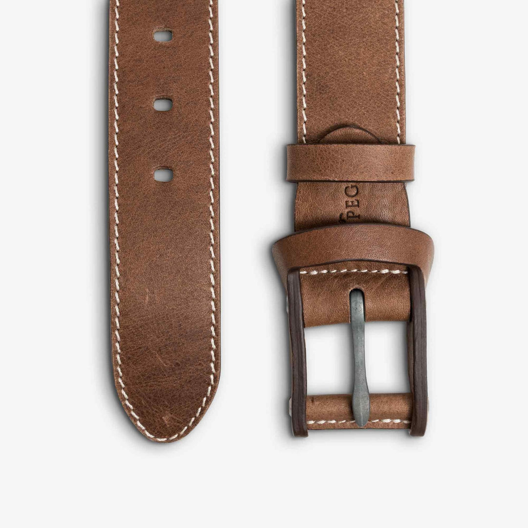 Boone | Stitched Leather Belt | Mocha