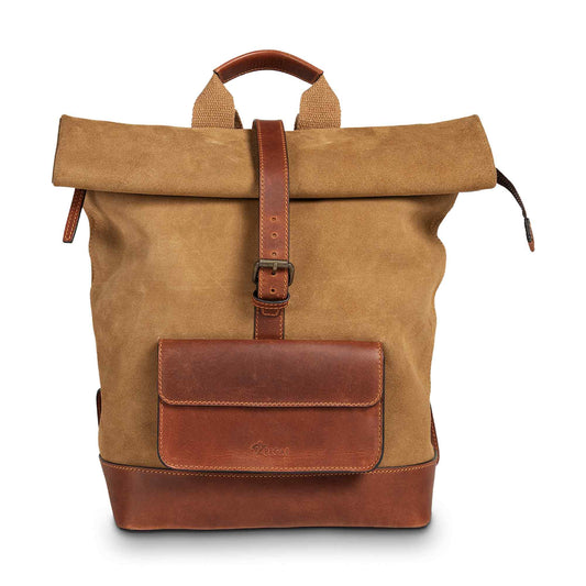 Rocky | Suede Rolltop Backpack | Mustard