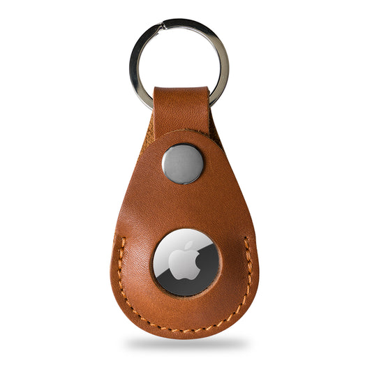 pear leather airtag holder cognac