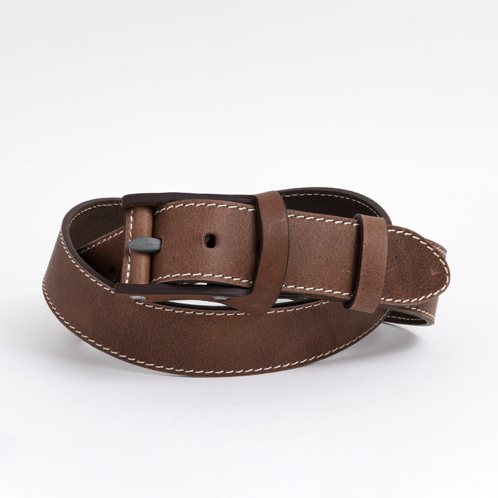 Boone | Stitched Leather Belt | Mocha