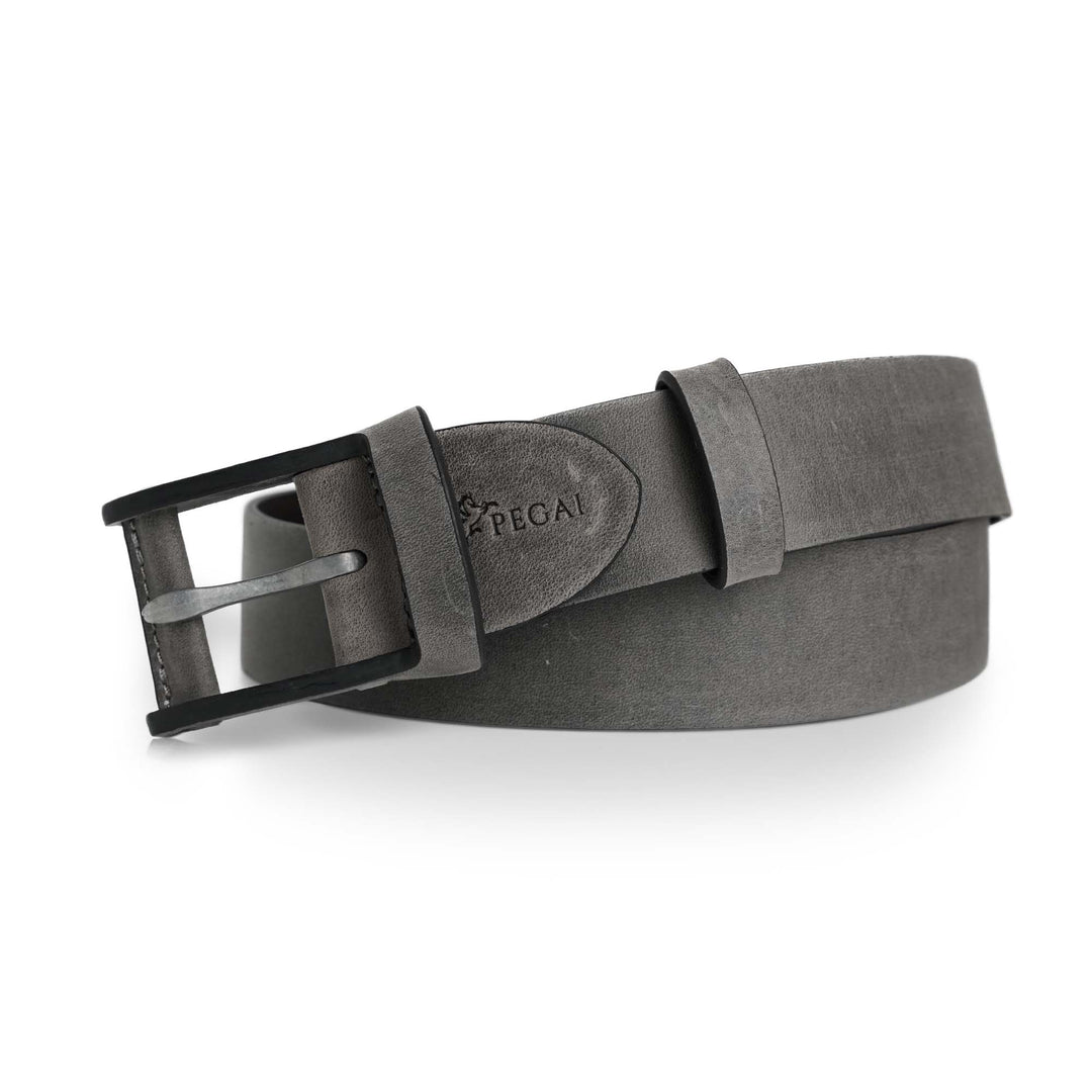 boone distressed leather belt rock gray