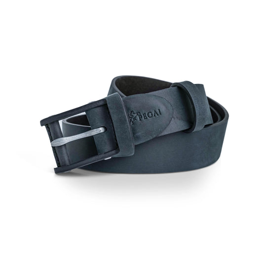 Boone Distressed Leather Belt Charcoal