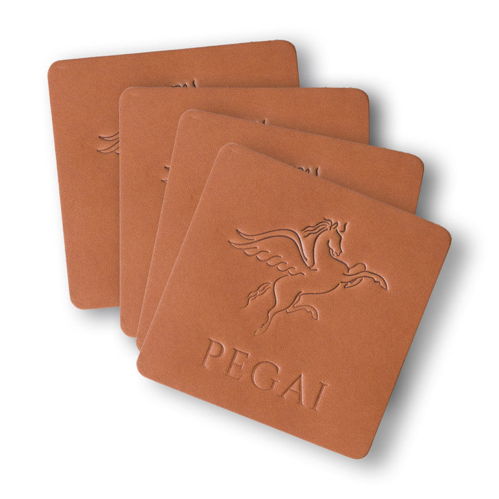 leather coaster set of 4 taba brown kirby