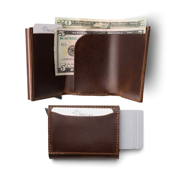 Leather Quick Card Access Trifold Wallet | Antique | Mack