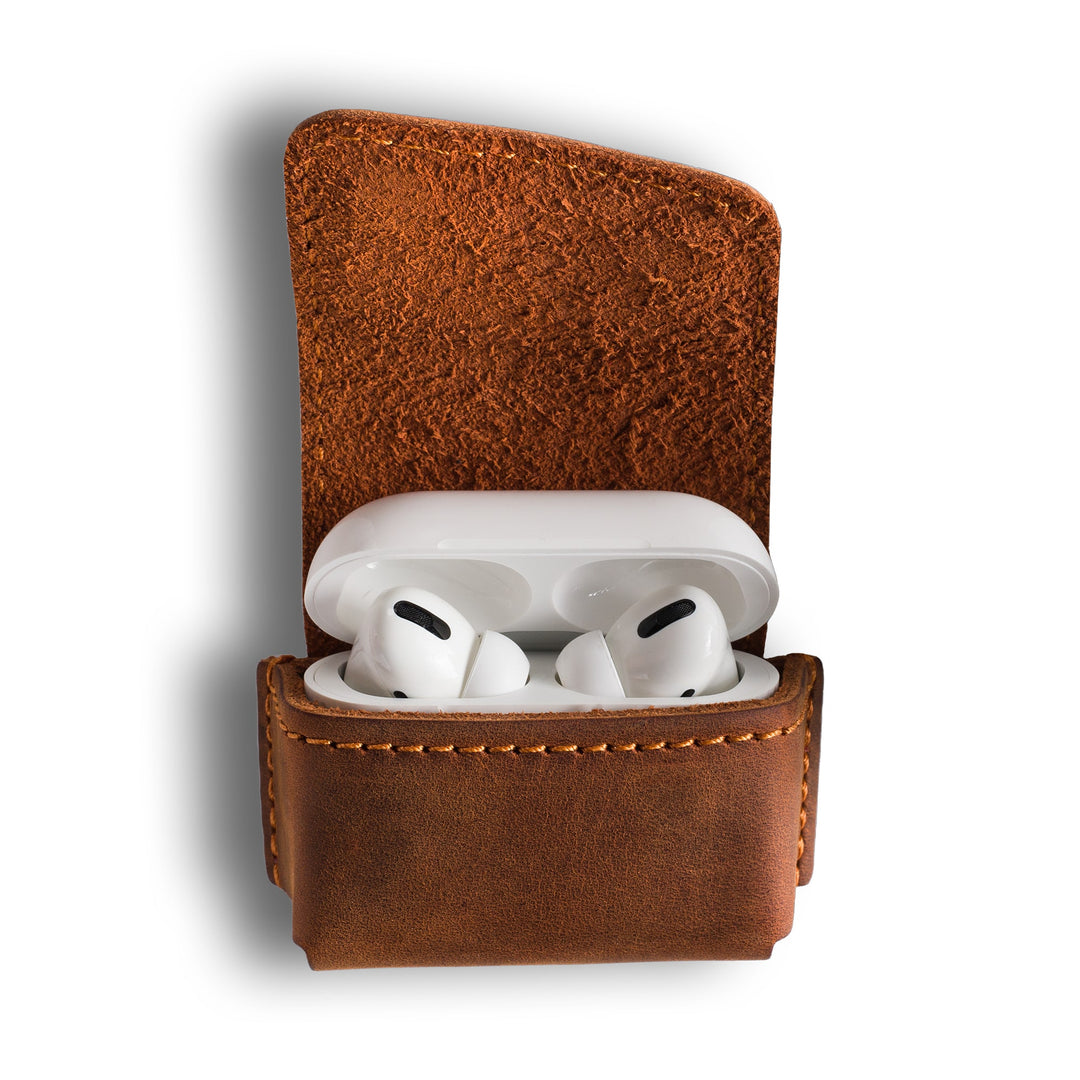 austin leather airpods case mahogany brown